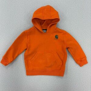 Carhartt Kids Orange Pullover Hoodie with Sleeve Logo Size 4T